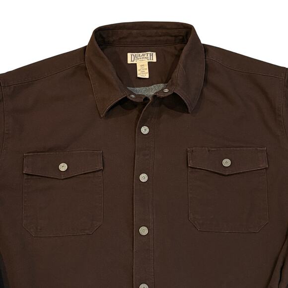 Duluth Fleece Lined Canvas Shirt Mens 4XL Brown Shacket Hanger Bender Fire Hose - Picture 3 of 11